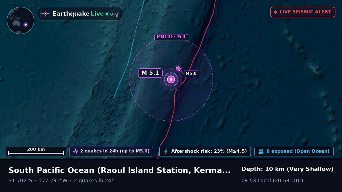 South Pacific Ocean (Kermadec Islands)