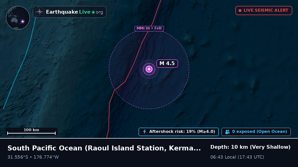 South Pacific Ocean (Kermadec Islands)