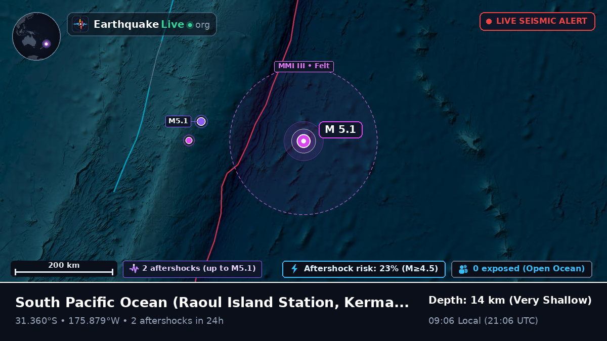 South Pacific Ocean (Kermadec Islands)