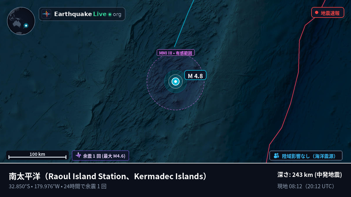 南太平洋 (Kermadec Islands)