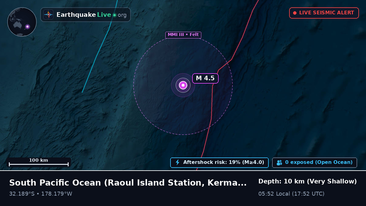 South Pacific Ocean (Kermadec Islands)
