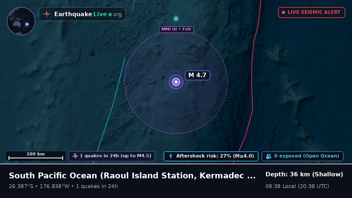 South Pacific Ocean (Kermadec Islands)