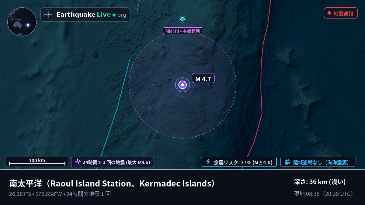 南太平洋 (Kermadec Islands)