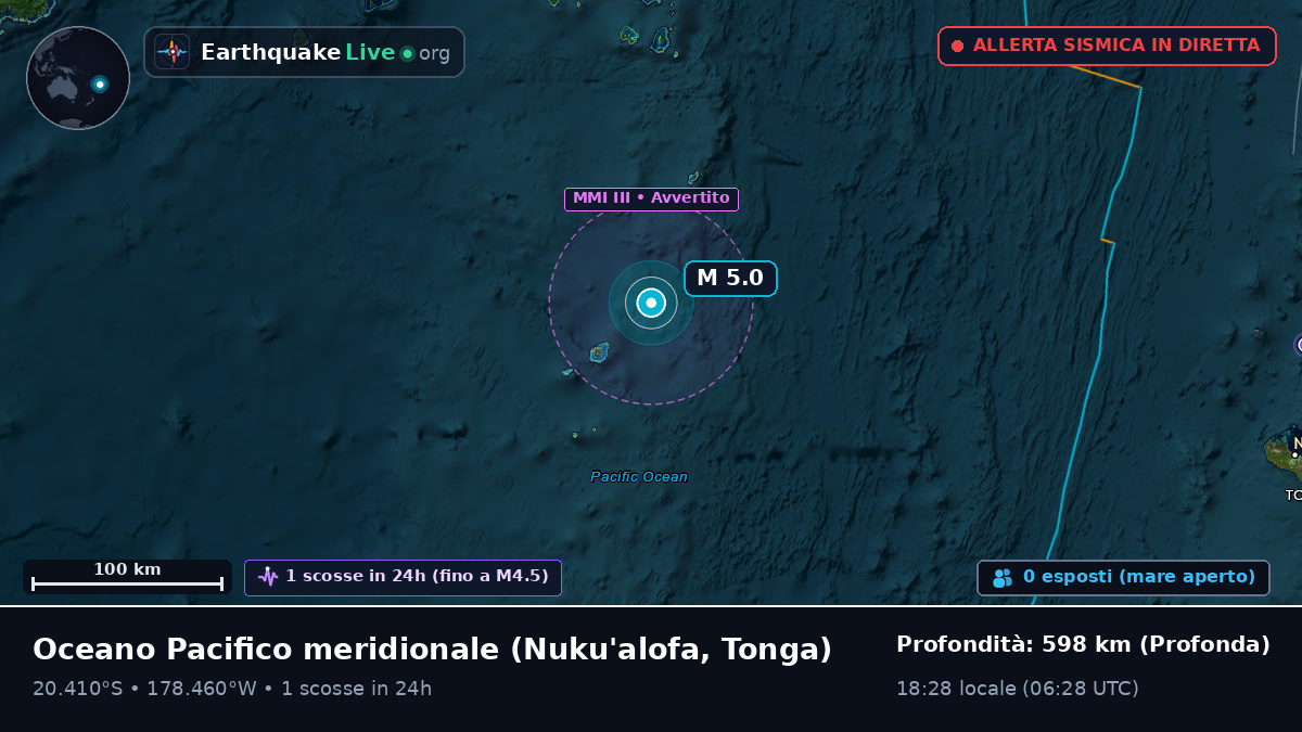 Oceano Pacifico meridionale (Tonga)