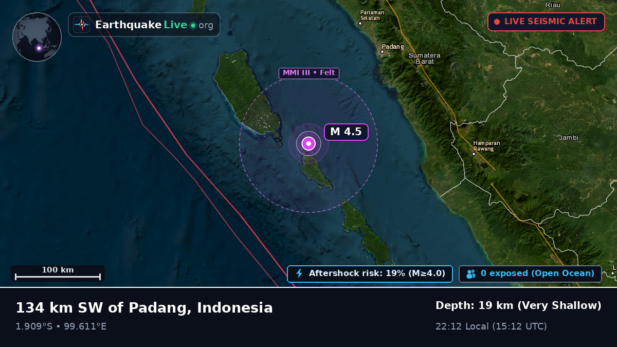 Off the coast of Padang, Indonesia