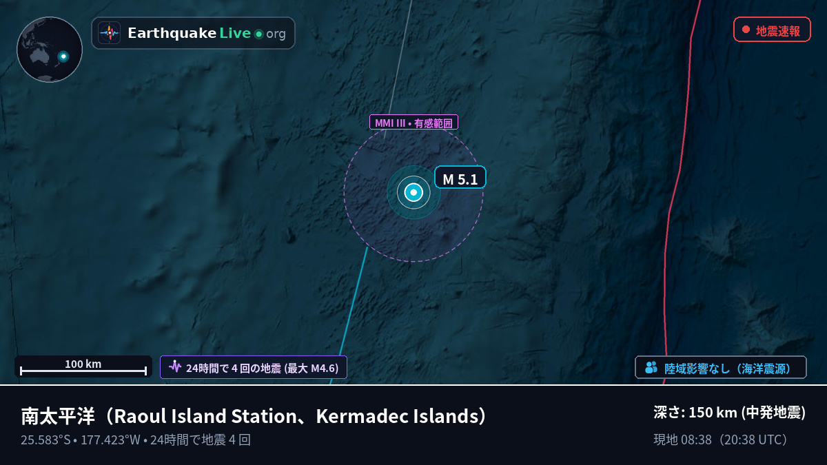 南太平洋 (Kermadec Islands)