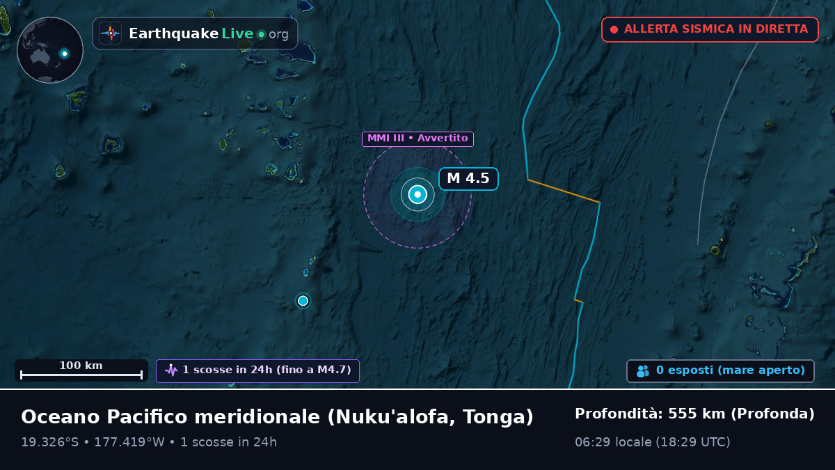 Oceano Pacifico meridionale (Tonga)