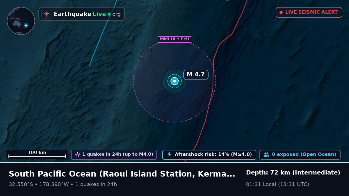 South Pacific Ocean (Kermadec Islands)