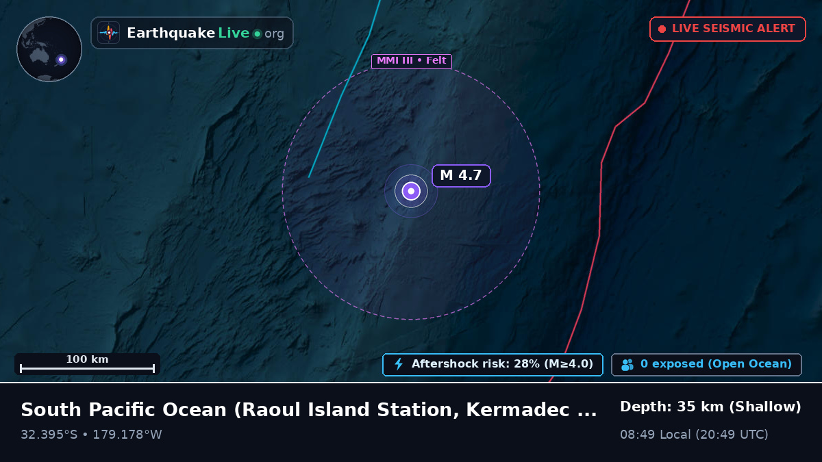 South Pacific Ocean (Kermadec Islands)