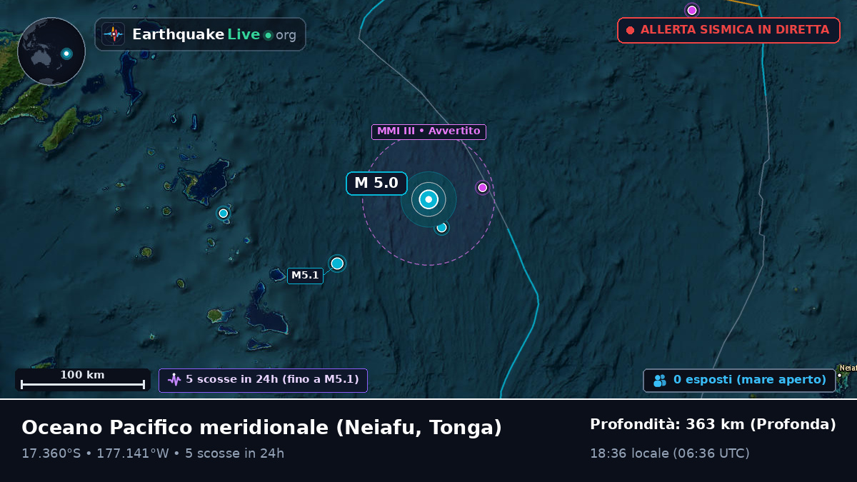 Oceano Pacifico meridionale (Tonga)