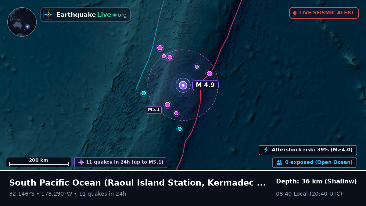 South Pacific Ocean (Kermadec Islands)