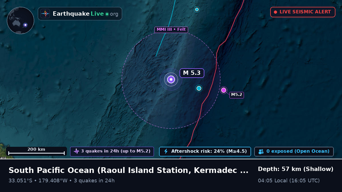 South Pacific Ocean (Kermadec Islands)