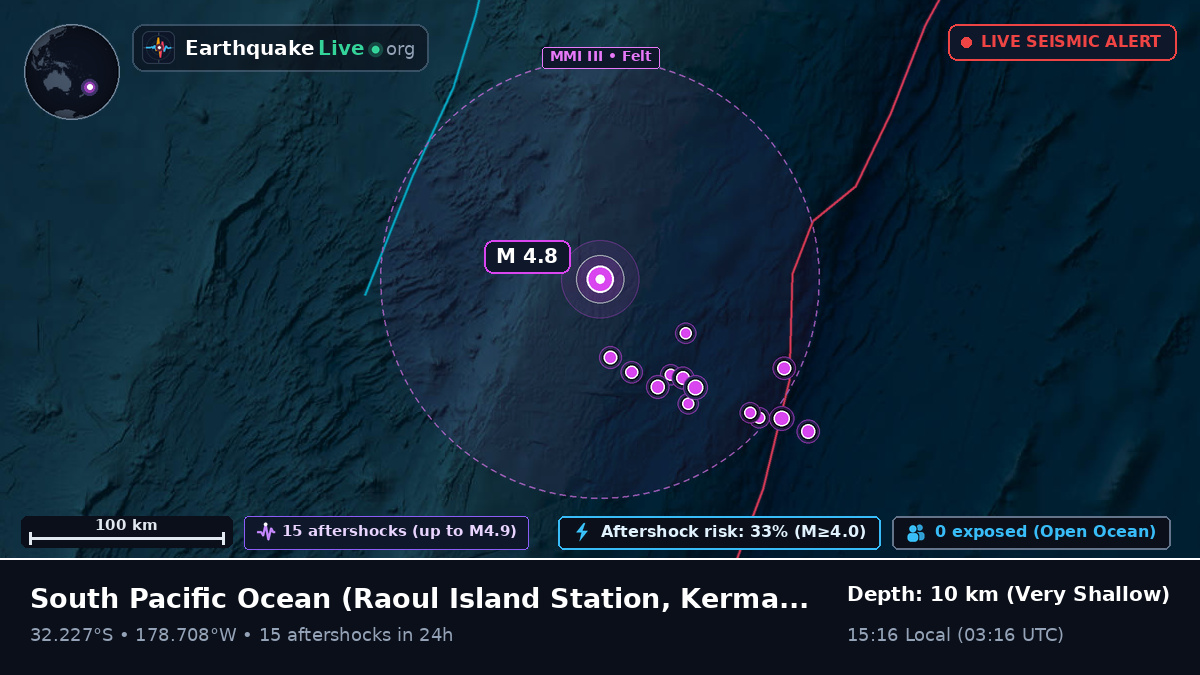 South Pacific Ocean (Kermadec Islands)