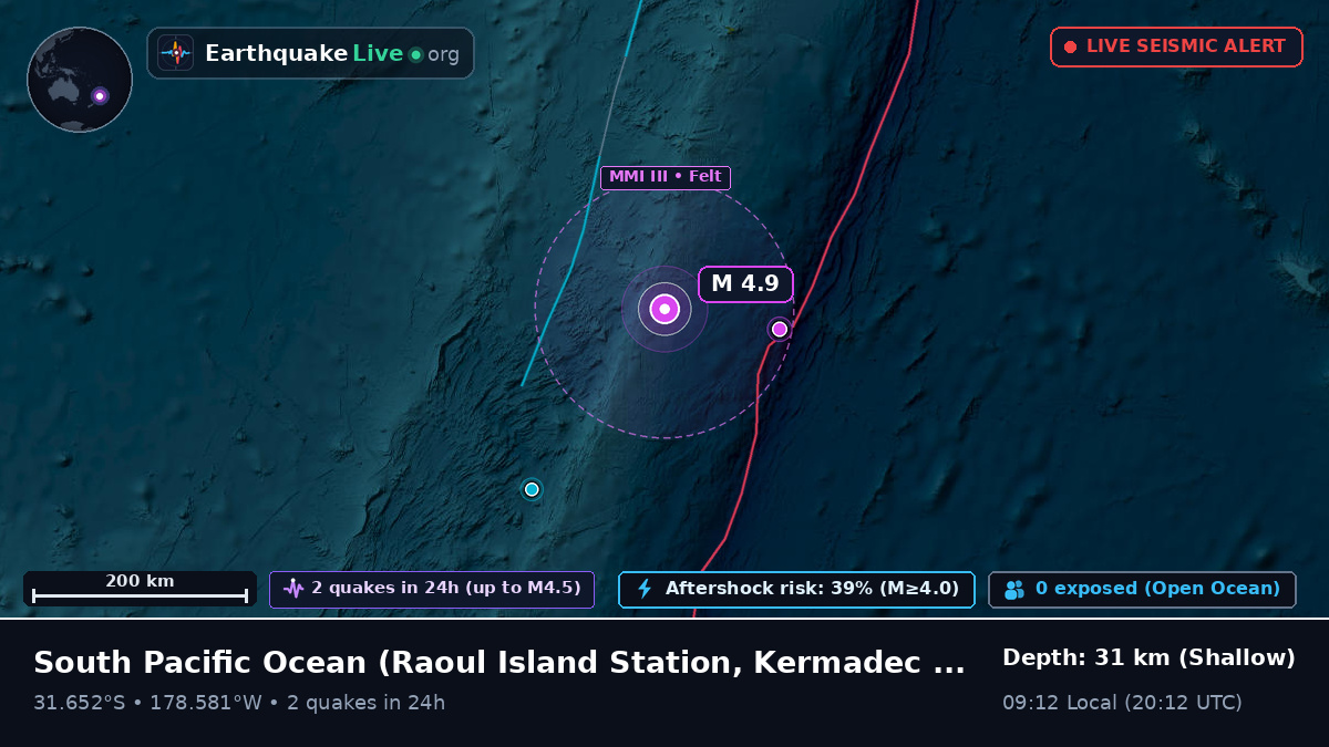 South Pacific Ocean (Kermadec Islands)