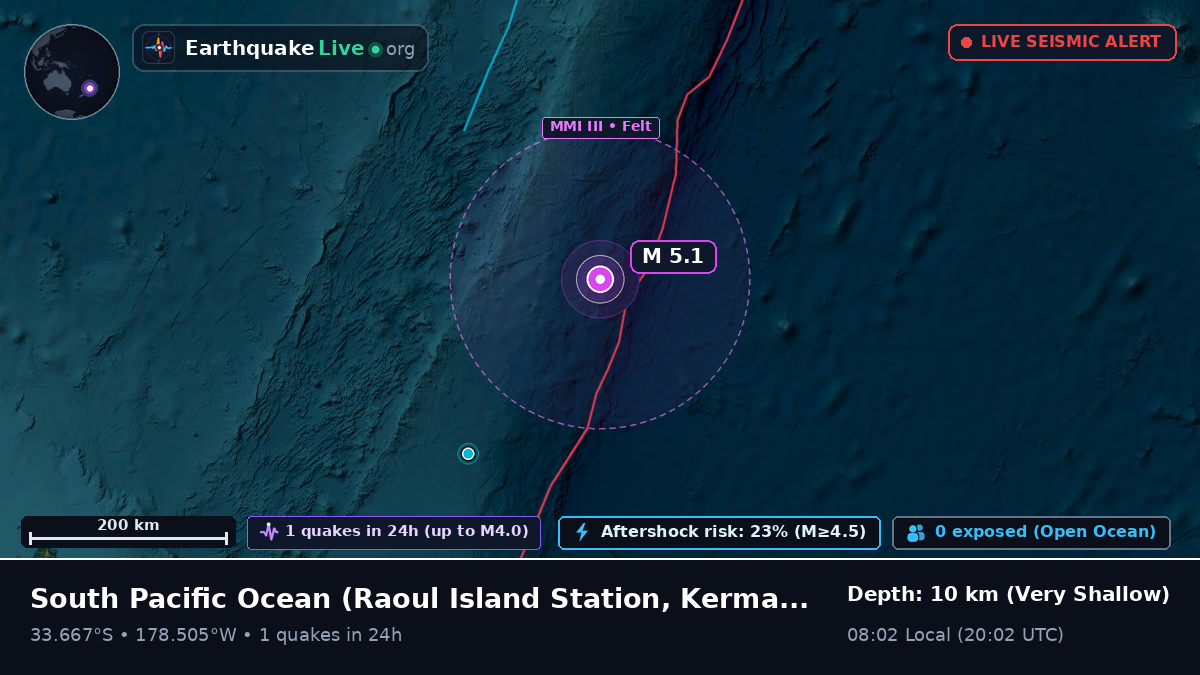South Pacific Ocean (Kermadec Islands)