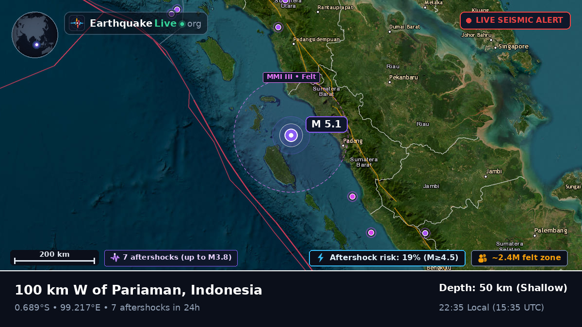 Off the coast of Padang, Indonesia