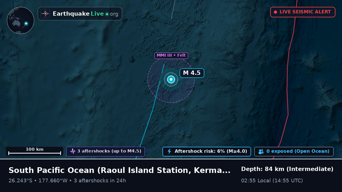 South Pacific Ocean (Kermadec Islands)