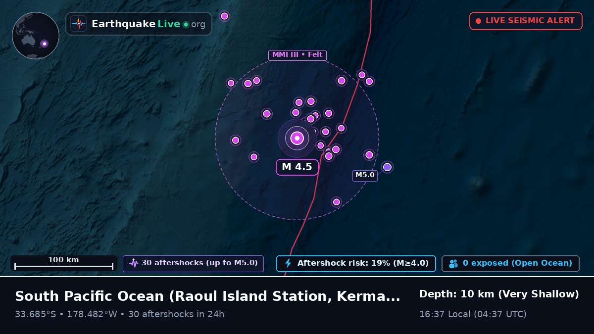 South Pacific Ocean (Kermadec Islands)