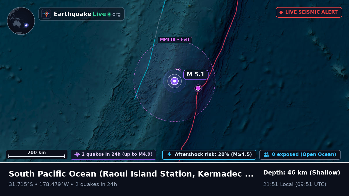 South Pacific Ocean (Kermadec Islands)