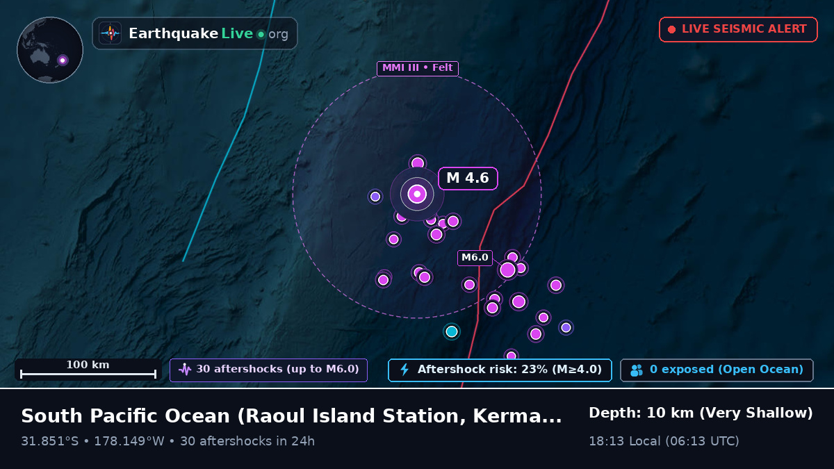 South Pacific Ocean (Kermadec Islands)