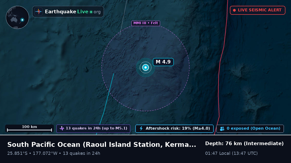South Pacific Ocean (Kermadec Islands)