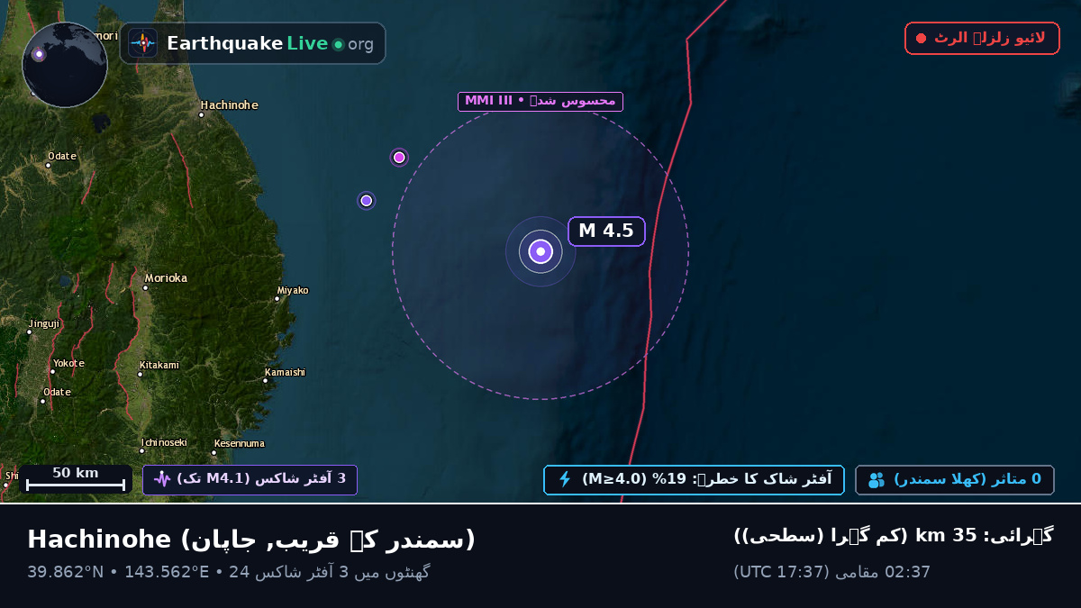 Hachinohe کے ساحل کے قریب، جاپان