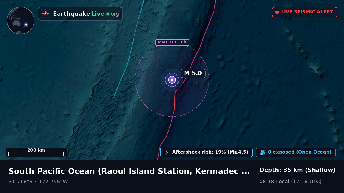 South Pacific Ocean (Kermadec Islands)