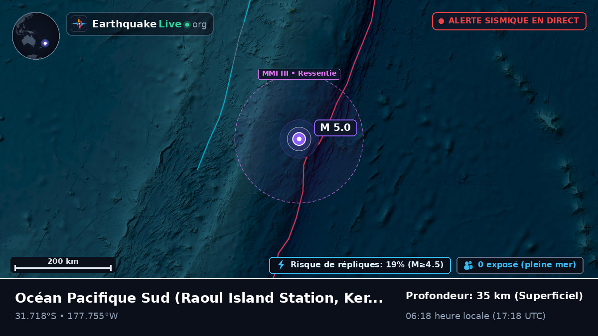 Océan Pacifique Sud (Kermadec Islands)