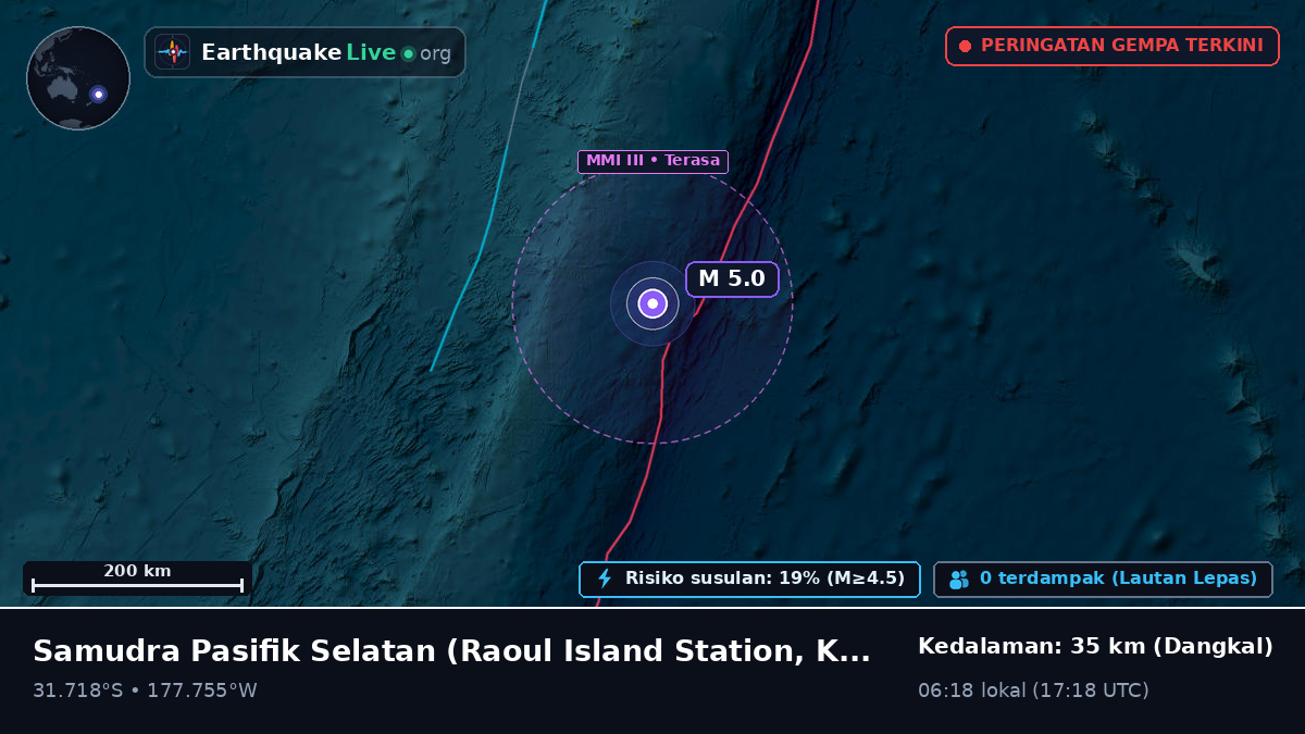 Samudra Pasifik Selatan (Kermadec Islands)