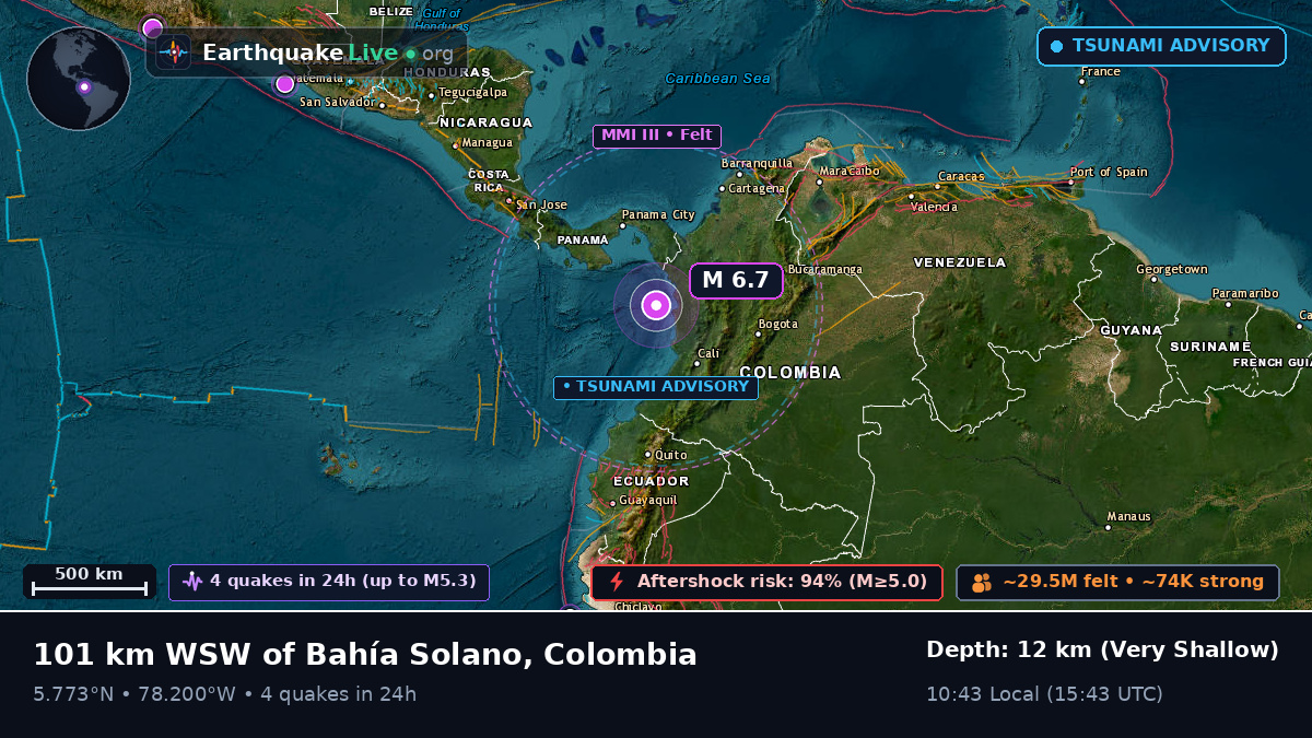 Off the coast of Quibdó, Colombia