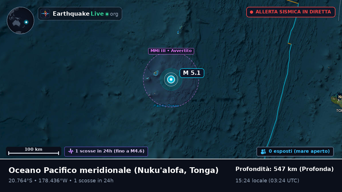 Oceano Pacifico meridionale (Tonga)