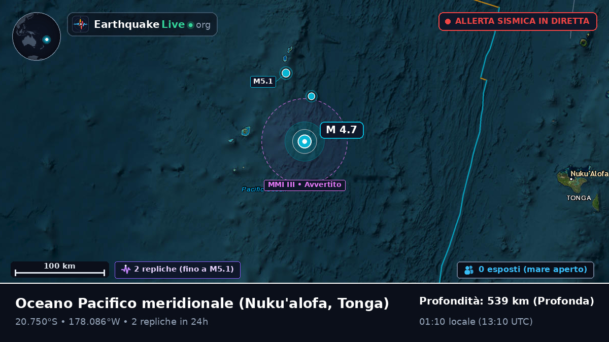Oceano Pacifico meridionale (Tonga)