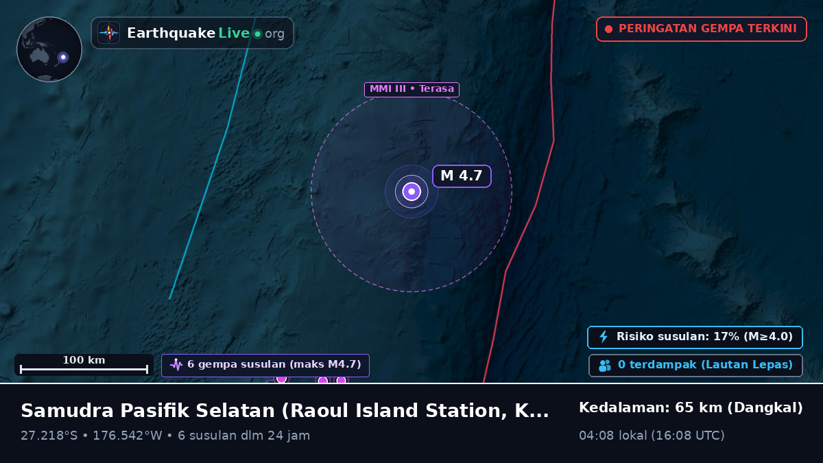 Samudra Pasifik Selatan (Kermadec Islands)