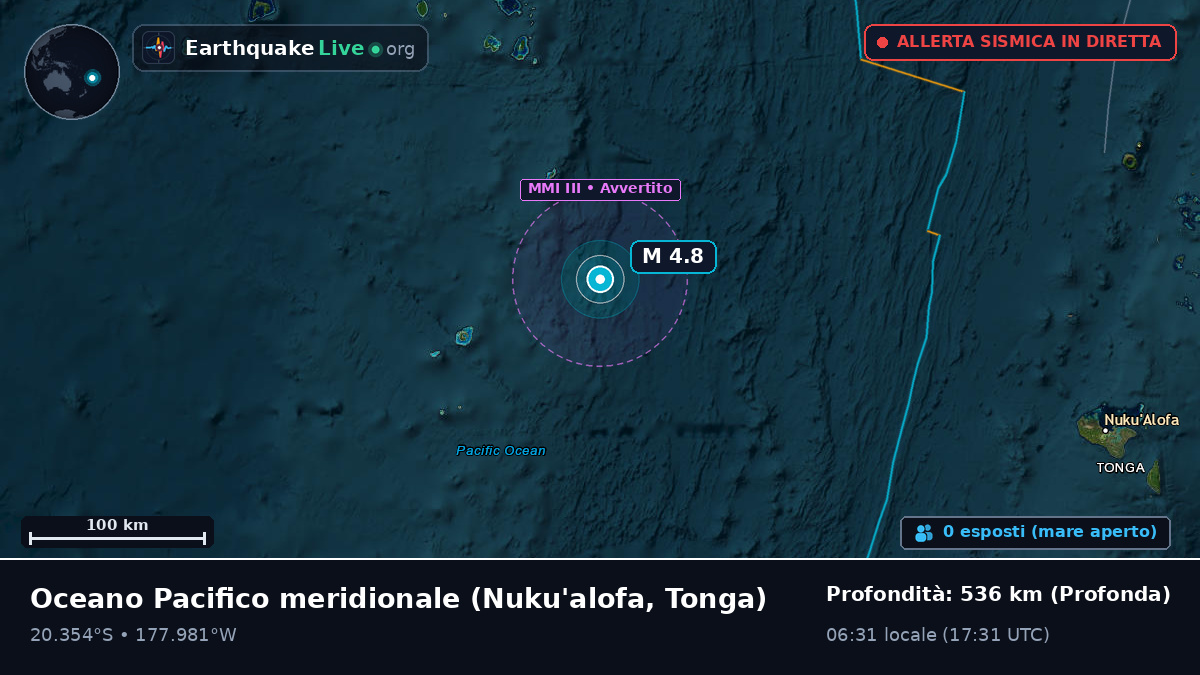 Oceano Pacifico meridionale (Tonga)