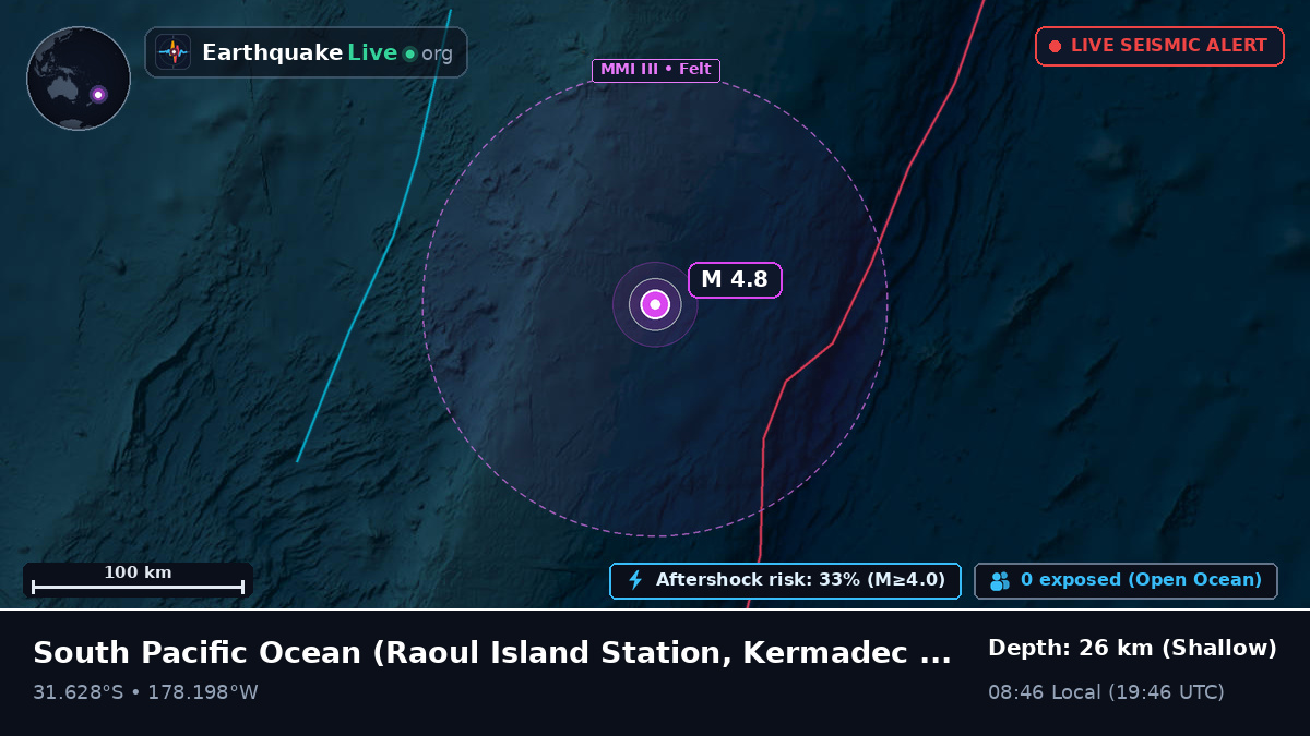South Pacific Ocean (Kermadec Islands)
