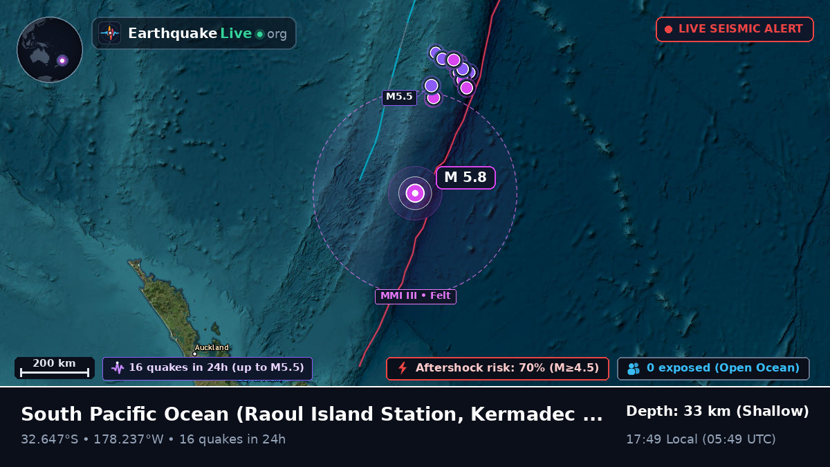 South Pacific Ocean (Kermadec Islands)