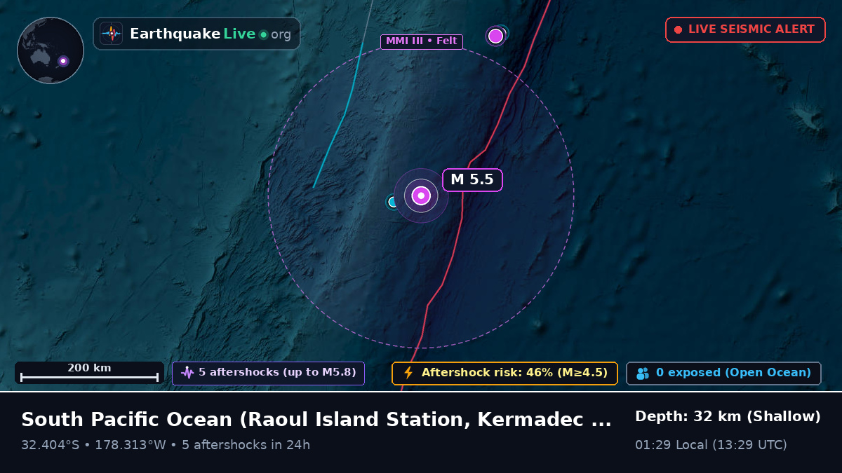 South Pacific Ocean (Kermadec Islands)