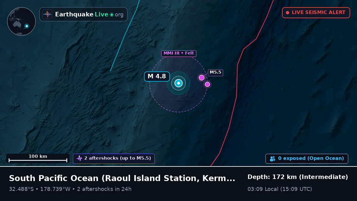 South Pacific Ocean (Kermadec Islands)