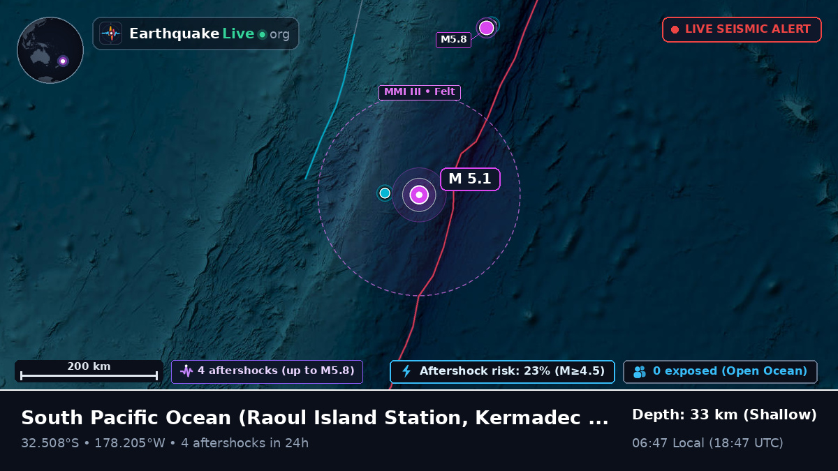 South Pacific Ocean (Kermadec Islands)