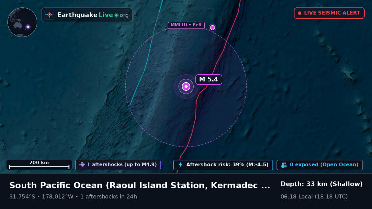South Pacific Ocean (Kermadec Islands)