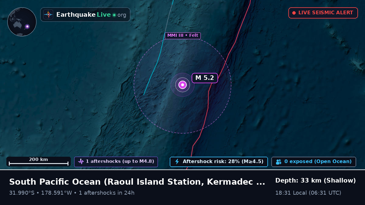 South Pacific Ocean (Kermadec Islands)