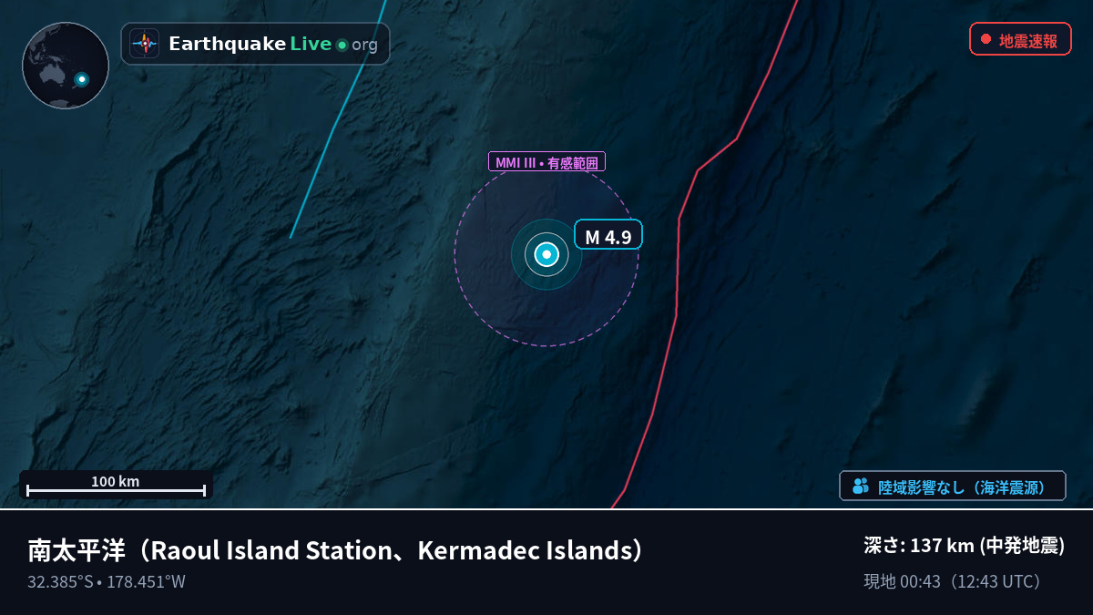 南太平洋 (Kermadec Islands)
