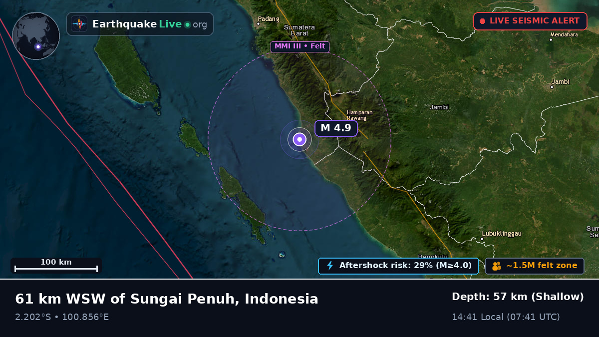 Off the coast of Sungaipenuh, Indonesia