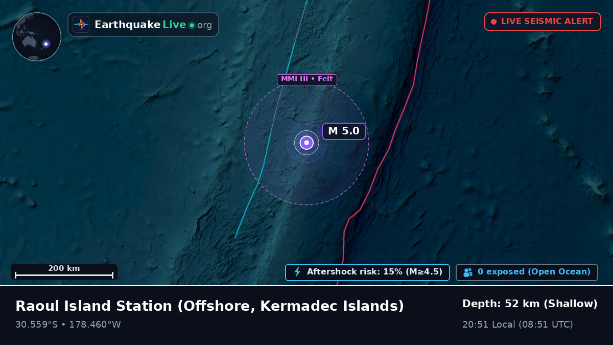 Off the coast of Raoul Island Station, Kermadec Islands