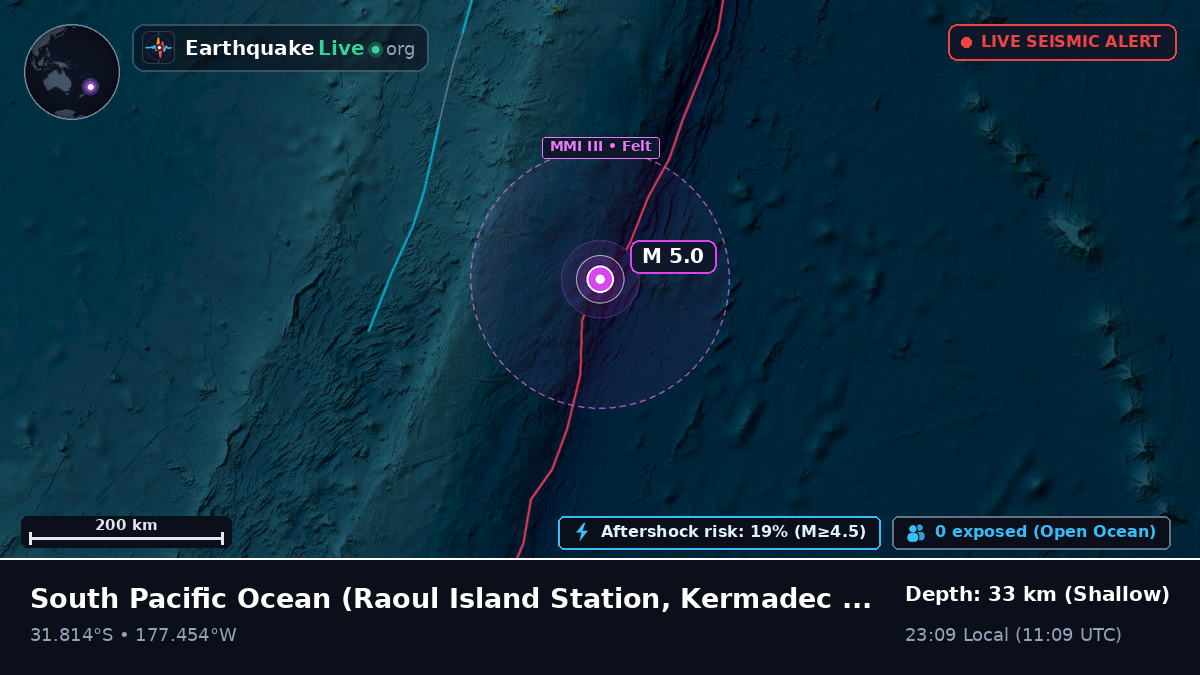 South Pacific Ocean (Kermadec Islands)
