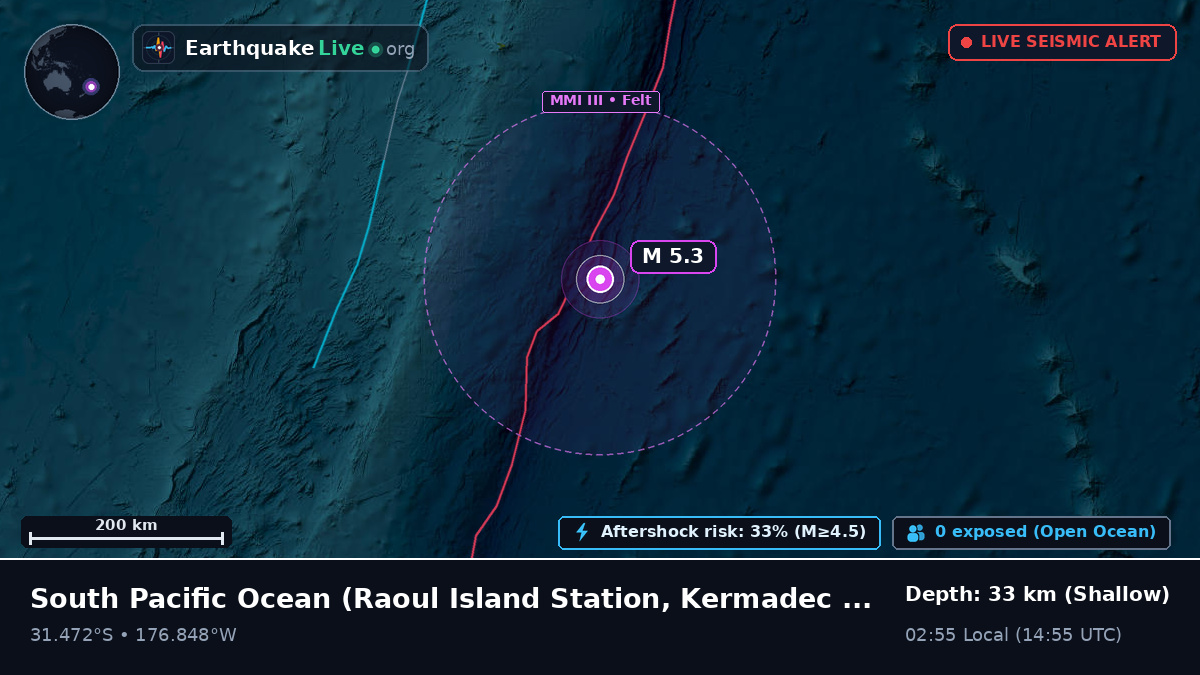 South Pacific Ocean (Kermadec Islands)