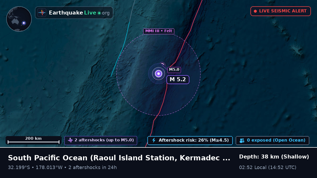 South Pacific Ocean (Kermadec Islands)