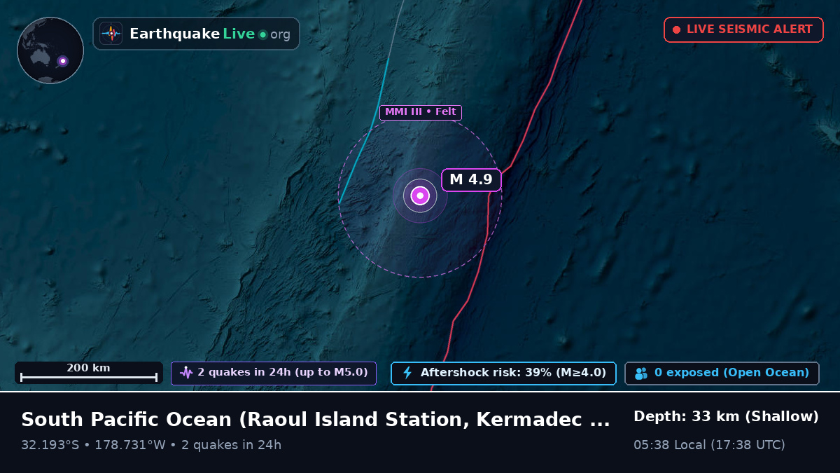 South Pacific Ocean (Kermadec Islands)