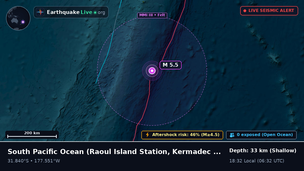 South Pacific Ocean (Kermadec Islands)