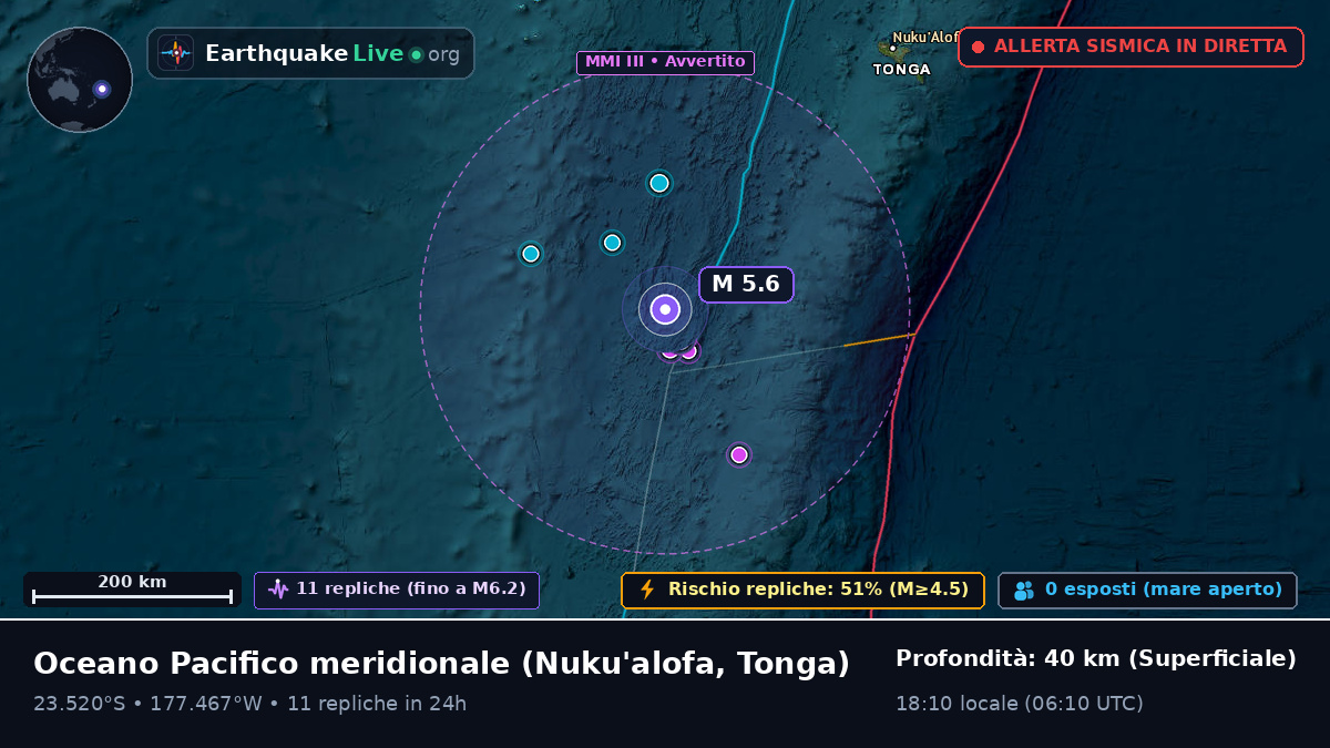 Oceano Pacifico meridionale (Tonga)